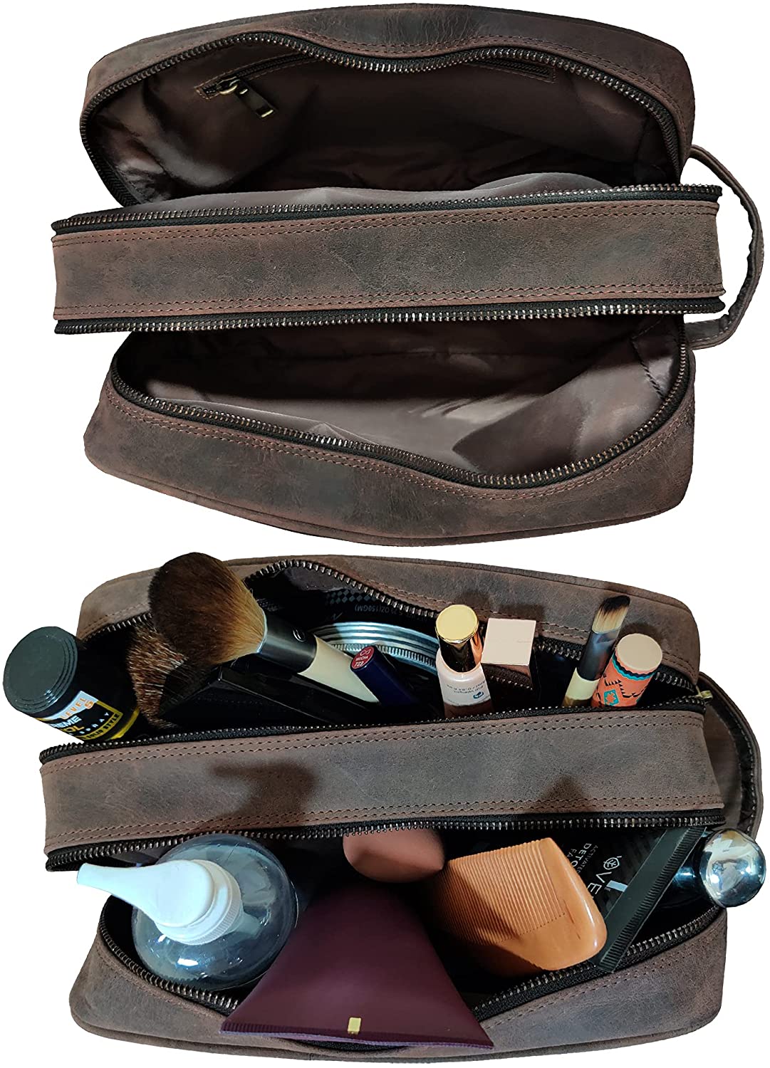 Genuine Leather Travel Toiletry Bag