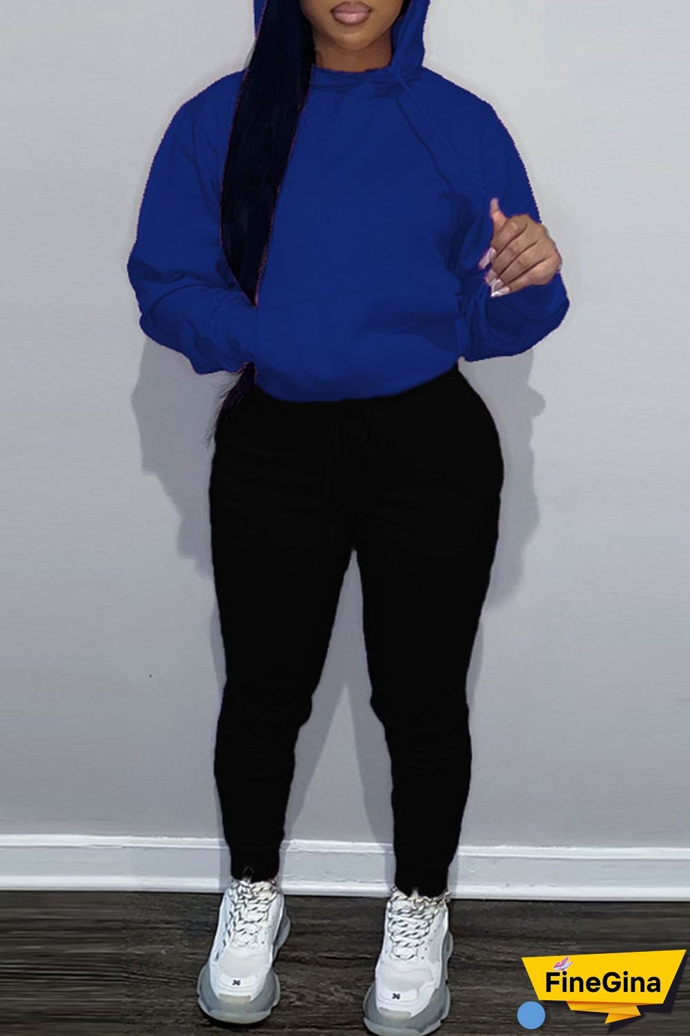 Pink Casual Solid Patchwork Hooded Collar Long Sleeve Two Pieces