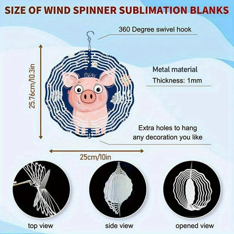 Tegooe Cute Pink Pig Wind Chime Dynamic Garden Sculpture IndoorOutdoor Decor Tegooe