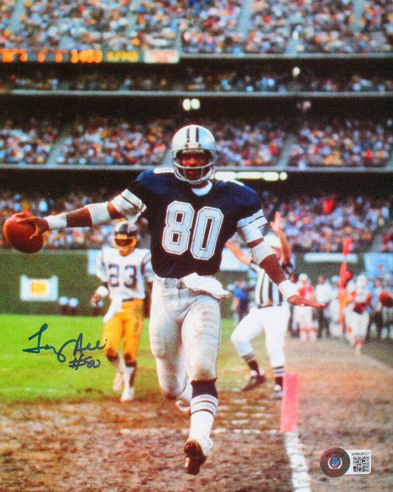 Tony Hill Autographed Dallas Cowboys 8x10 TD Photo Poster painting- Beckett W Hologram *Blue