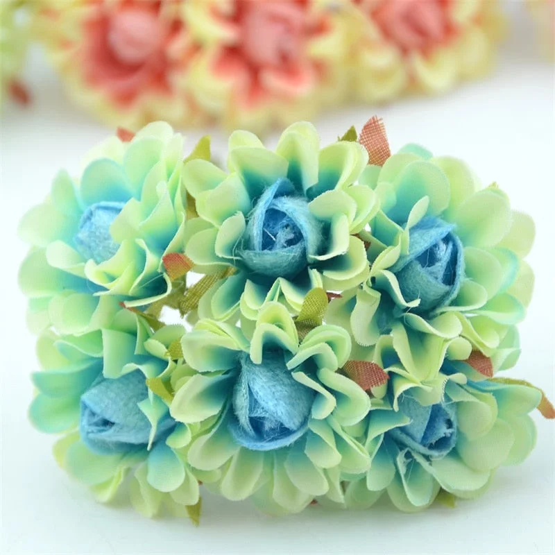 6pcs 4cm Silk Rose Artificial Poppy Flower Bouquet For Wedding Party Decoration Scrapbooking DIY Handmade Wreath Fake Flowers