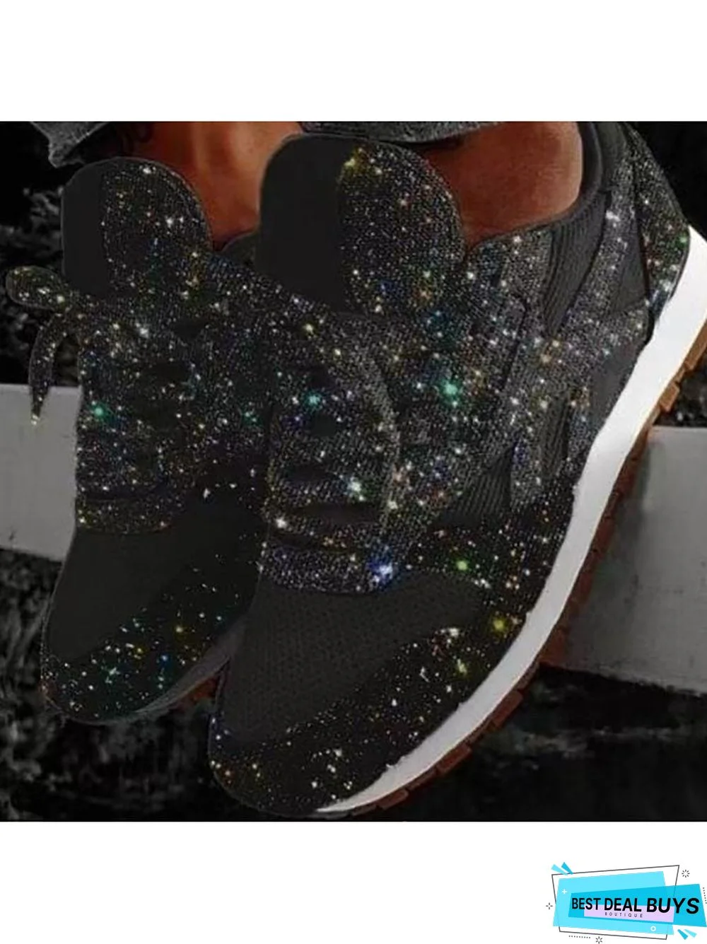 Glitter Round Toe Sequined Sneakers