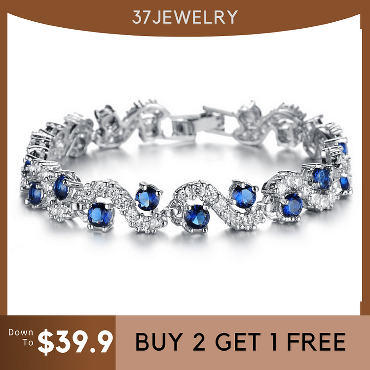 For Granddaughter - S925 I’ll Always be with You Blue Diamond Wave Bracelet