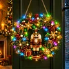 DIY Special Shaped Diamond Painting Wreath, Double-Sided Printing Christmas Wreath Hanging with LED Light Decor Kit 