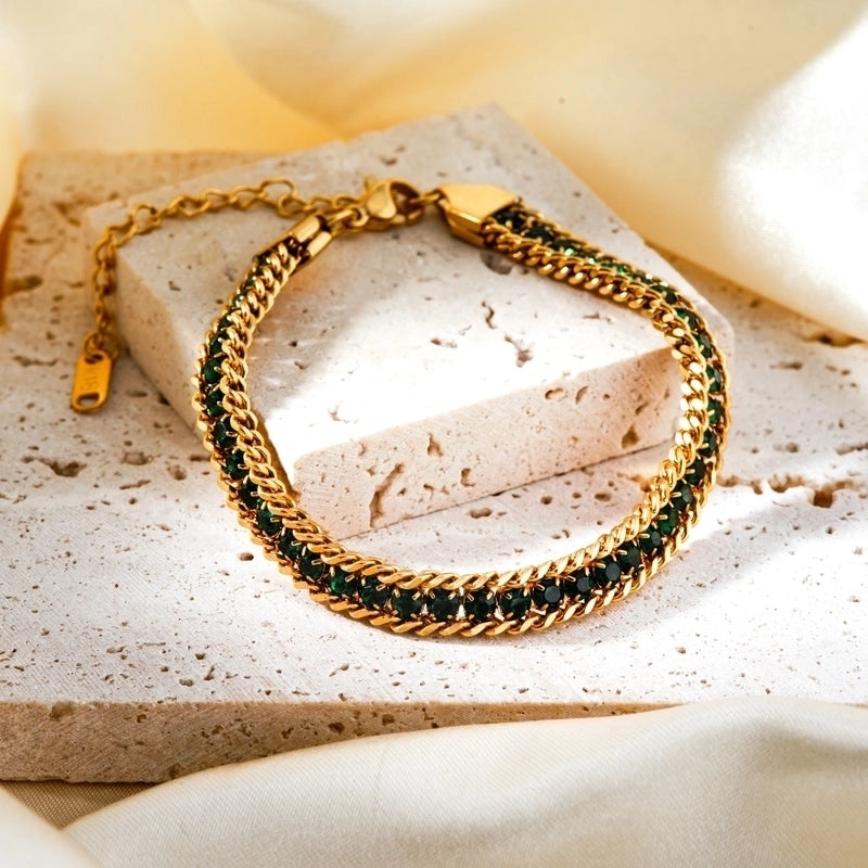 Modern Style Classic Style Irregular 304 Stainless Steel K Gold Plated Zircon Bracelets In Bulk