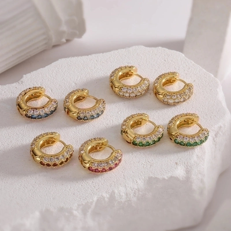 1 Pair Casual Luxurious Shiny Round Plating Inlay Copper Zircon Earrings