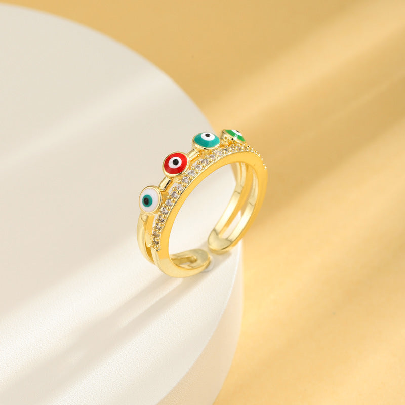 Women Minimalist Eye Geometric Copper Electroplating Rings