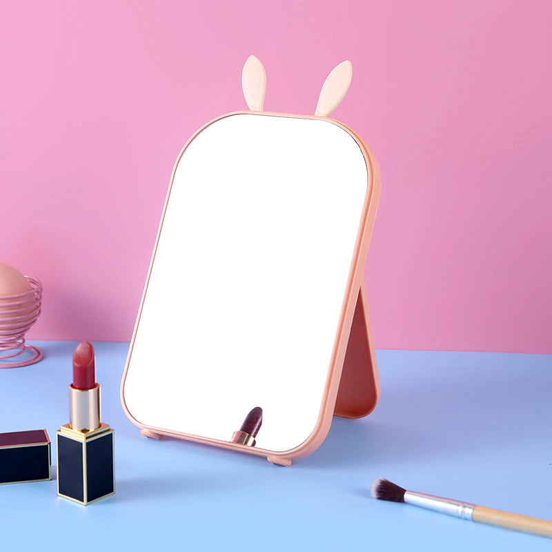 Desktop Makeup Mirror Rabbit Ear Dressing Mirror Portable Folding Desktop Princess Mirror Rectangular Mirror Simple Fashion Mirror