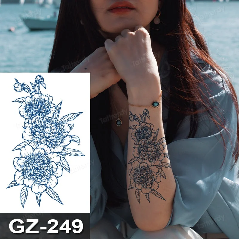 Waterproof Temporary Juice ink Sticker Triangle Star Words Feather Natural Fruit Gel Long lasting Tattoo Art for Men Women Arm