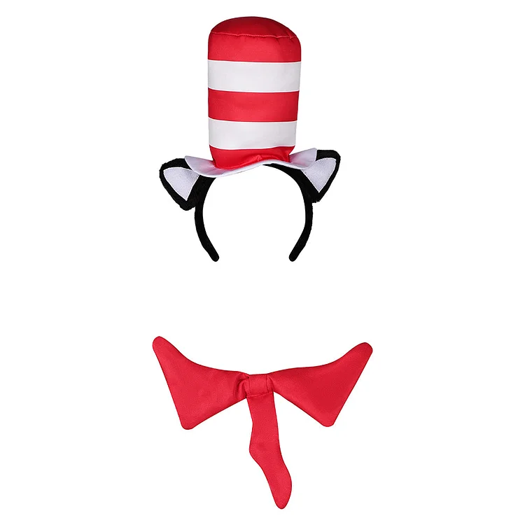 The Cat In The Hat (2003) Sean Red Headband Bow Tie Cosplay Accessories Halloween Carnival Props