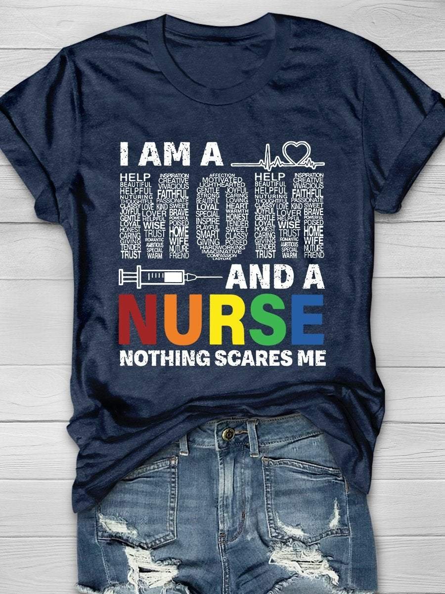 I'm A Mom And A Nurse Print Short Sleeve T-shirt