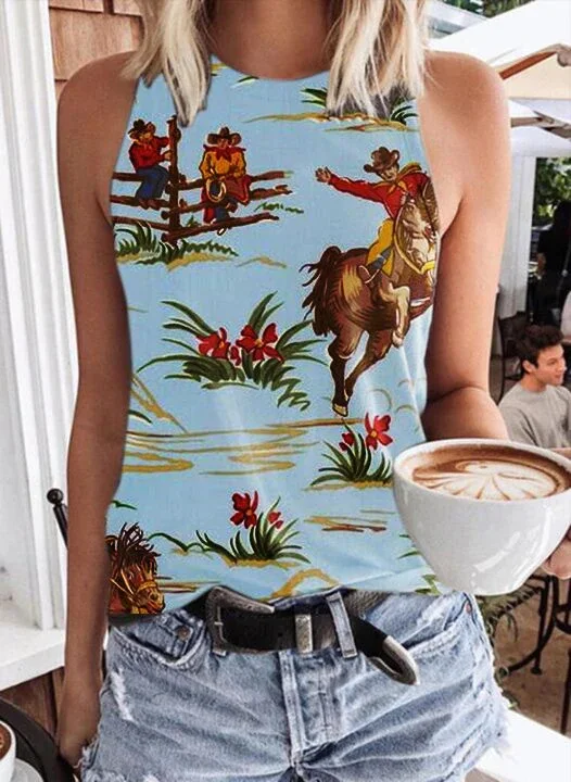 Sling Riding Print Top