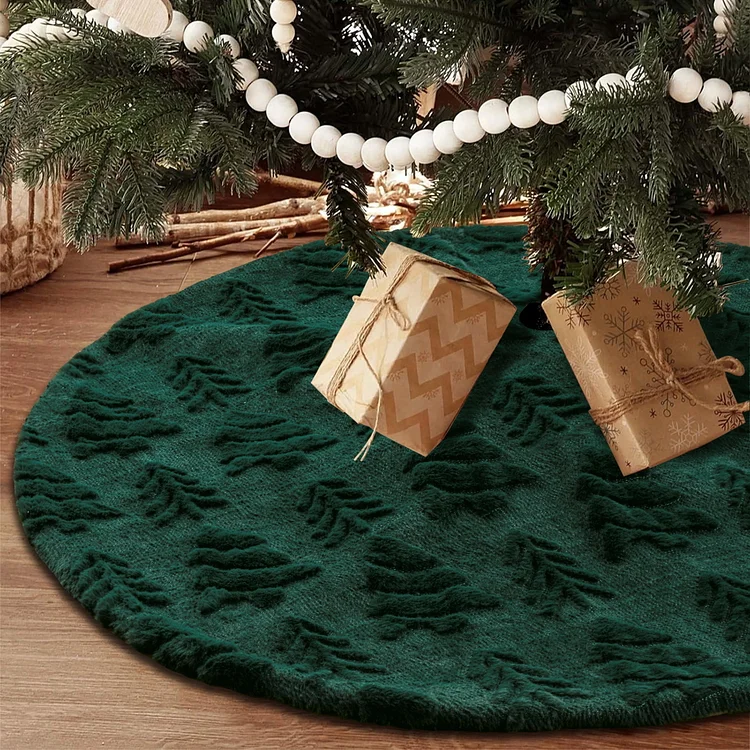 Sanmadrola Christmas Tree Skirt Green Plush Skirts Christmas Decorations Indoor Xmas Ornaments Holiday Decor for Party