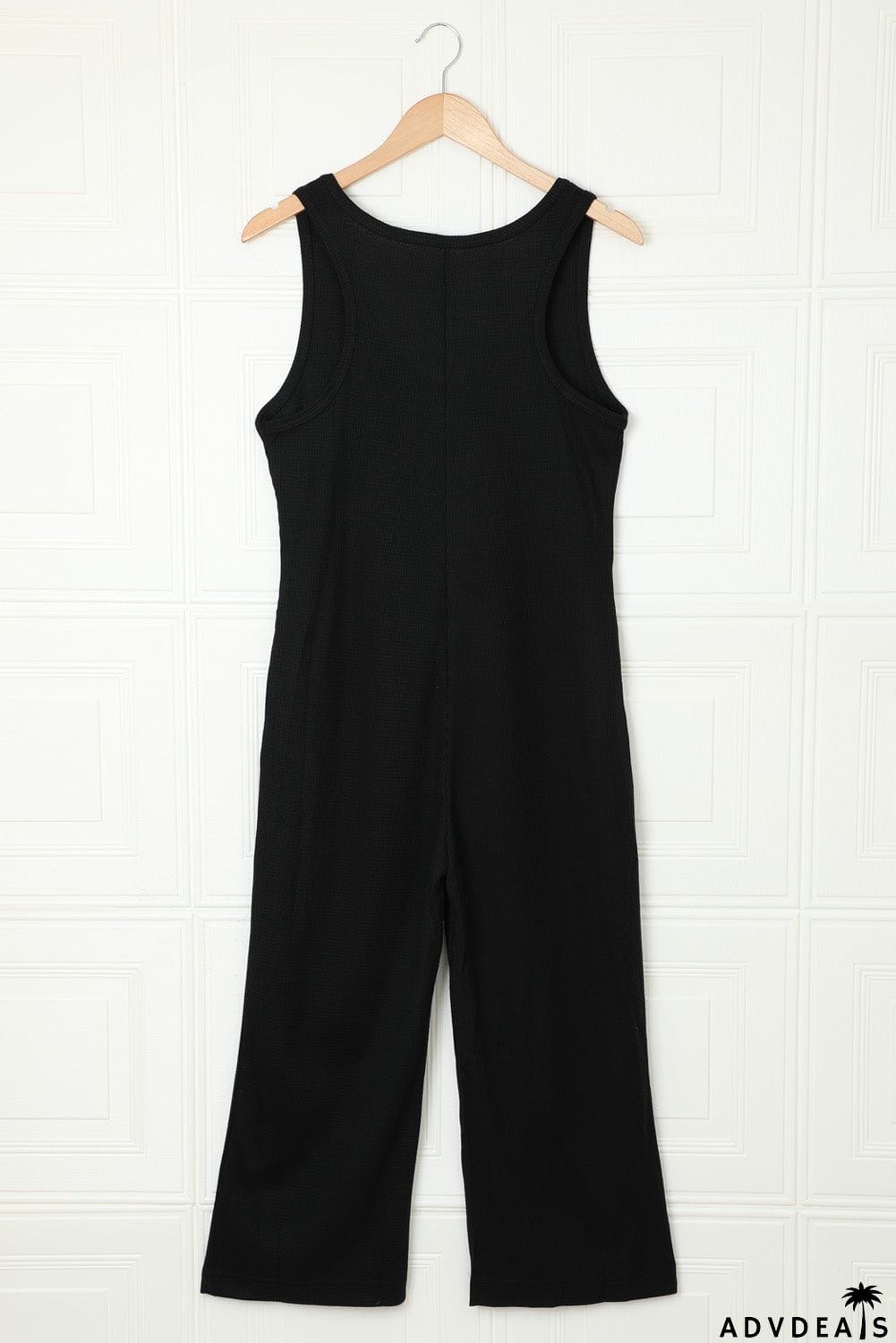 Women's Black Pocketed Thermal Sleeveless Jumpsuit