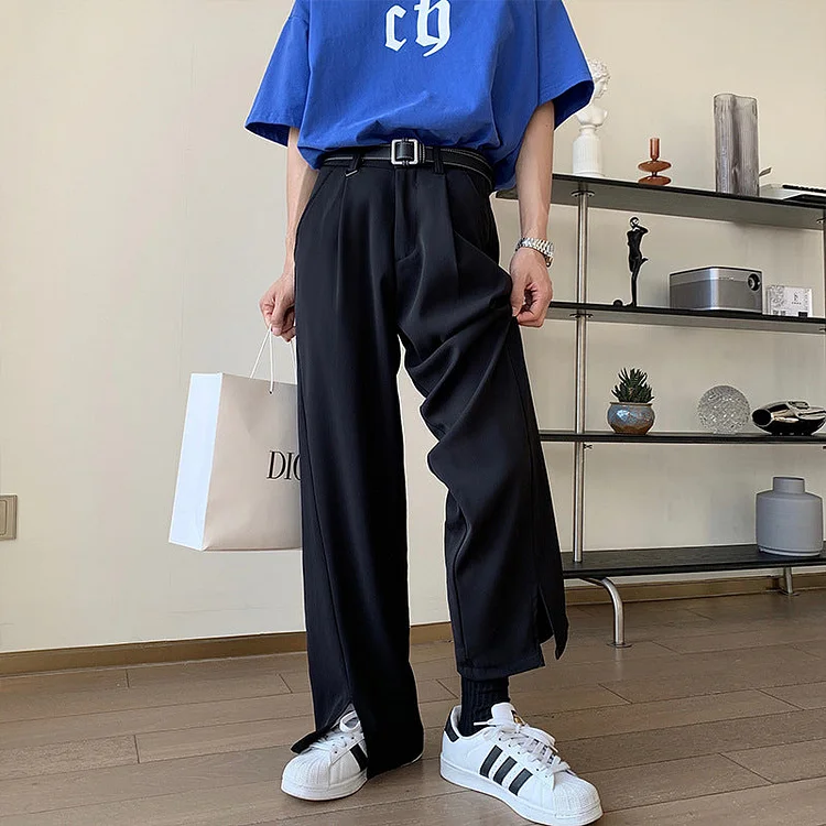 Men Suit Pants Split Casual Suit Pants Wide-Legged Versatile