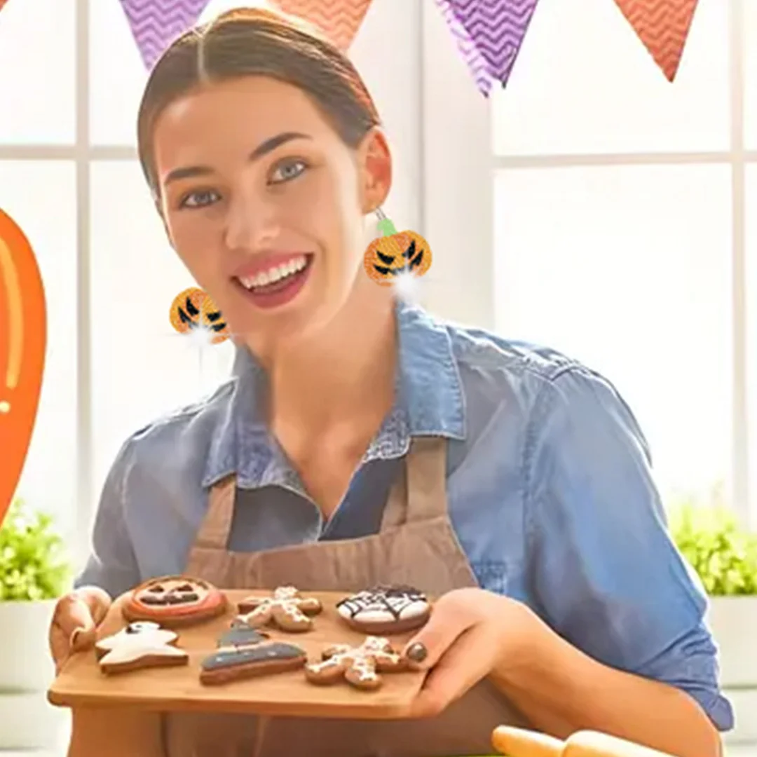 12 Pairs Halloween Diamond Painting Earrings DIY Diamond Art Earrings for Adults