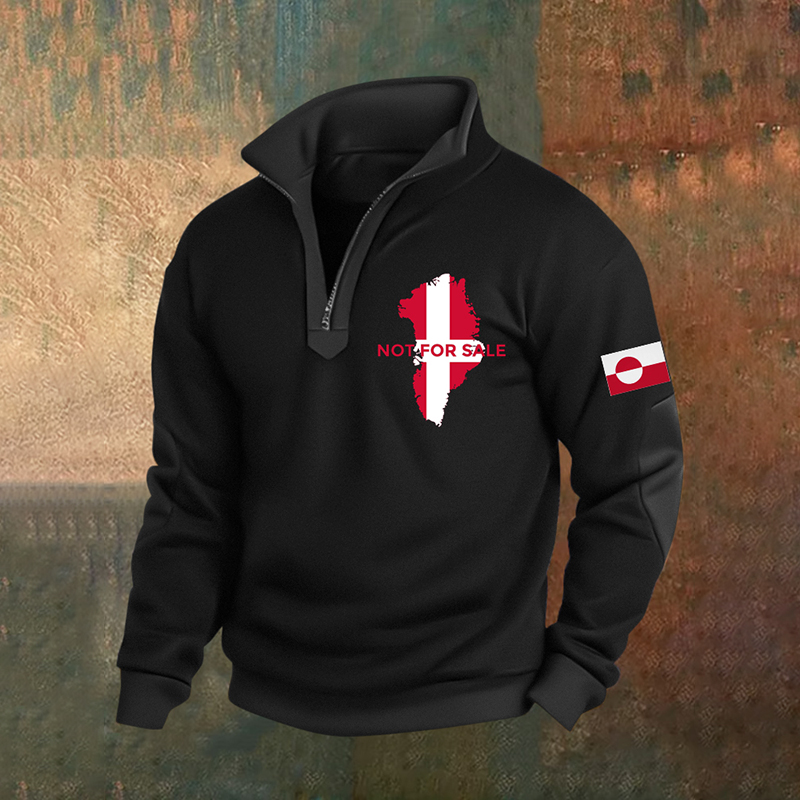 Men's Greenland Not For Sale Print Casual Zip-up Hooded Sweatshirt artswardrobe