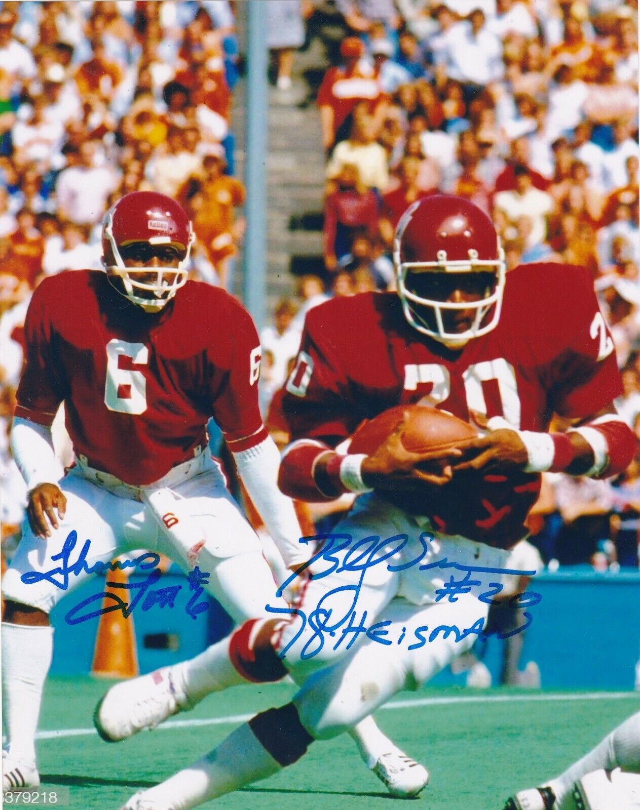 BILLY SIMS/ THOMAS LOTT OKLAHOMA SOONERS ACTION SIGNED 8x10