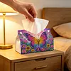 DIY Diamond Art Tissue Box Holder Butterfly PU Leather Diamond Art Desktop Organizer Resin Rhinestone Storage Organizers Gem Art Home Office Decor Craft Gift