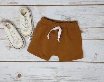 Pornhint Camel Brown Hemmed Shorts - Baby Pants - Baby Leggings - Toddler Clothes - Children's Clothes - Baby Clothes- Shorties - Gender Neutral