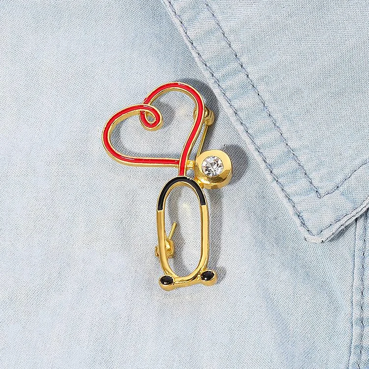 Love Heart Stethoscope Mini Brooch | 168DEAL