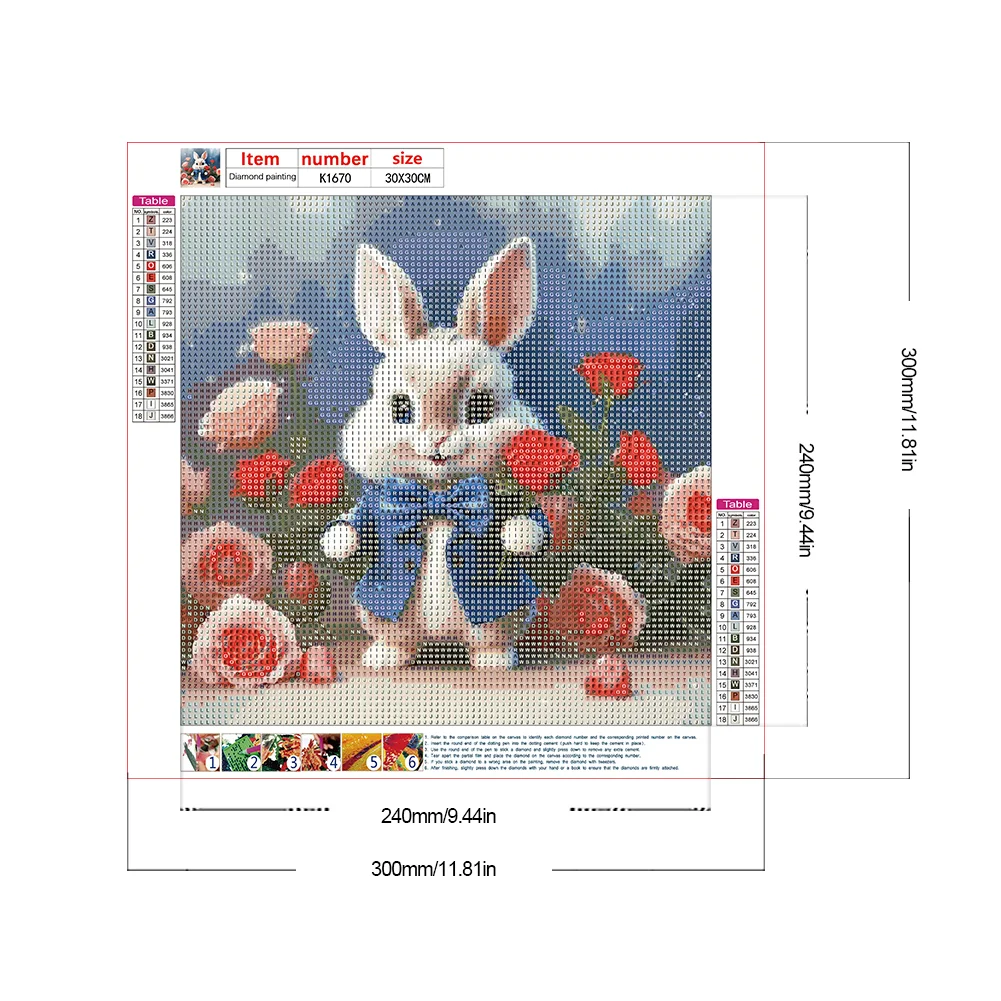 Diamond Painting - Full Round Drill - Flower Rabbit(Canvas|30*30cm)
