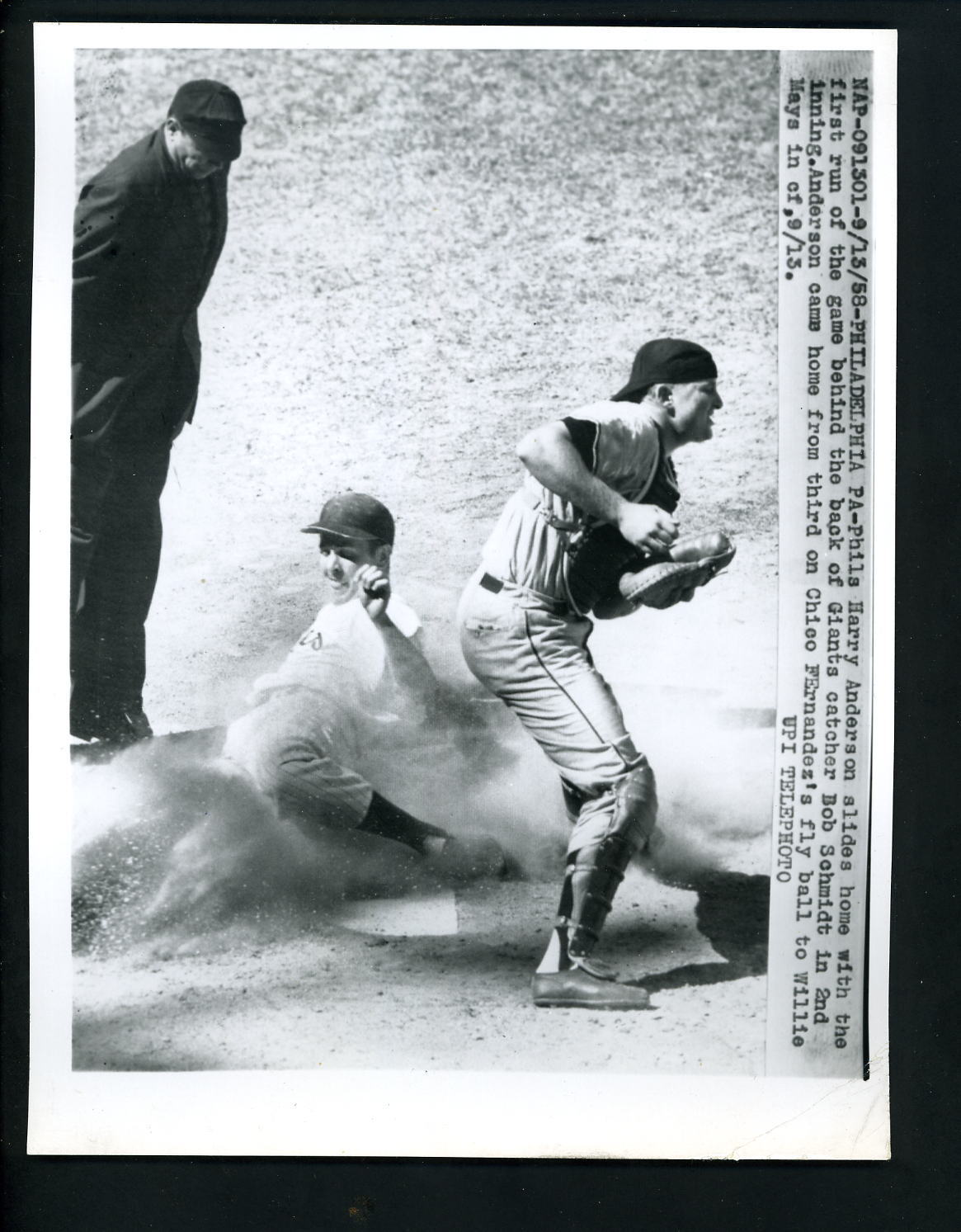 Bob Schmidt & Harry Anderson 1958 Press Photo Poster painting San Francisco Giants Phillies