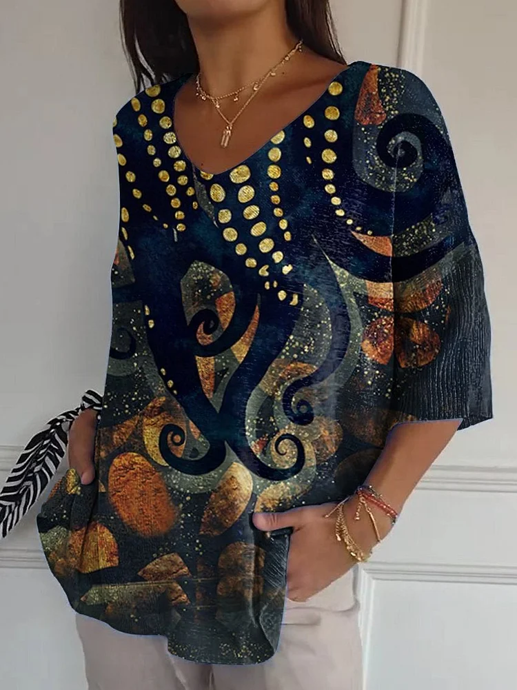 Women's Vintage Deep Sea Octopus Tentacles Casual Pullover Knit