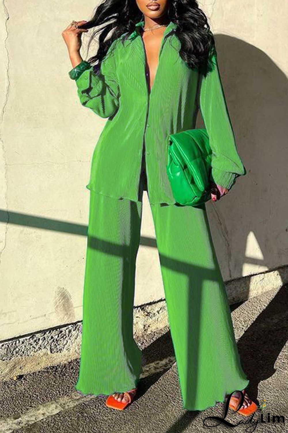 Purple Casual Solid Patchwork Buckle Turndown Collar Long Sleeve Two Pieces