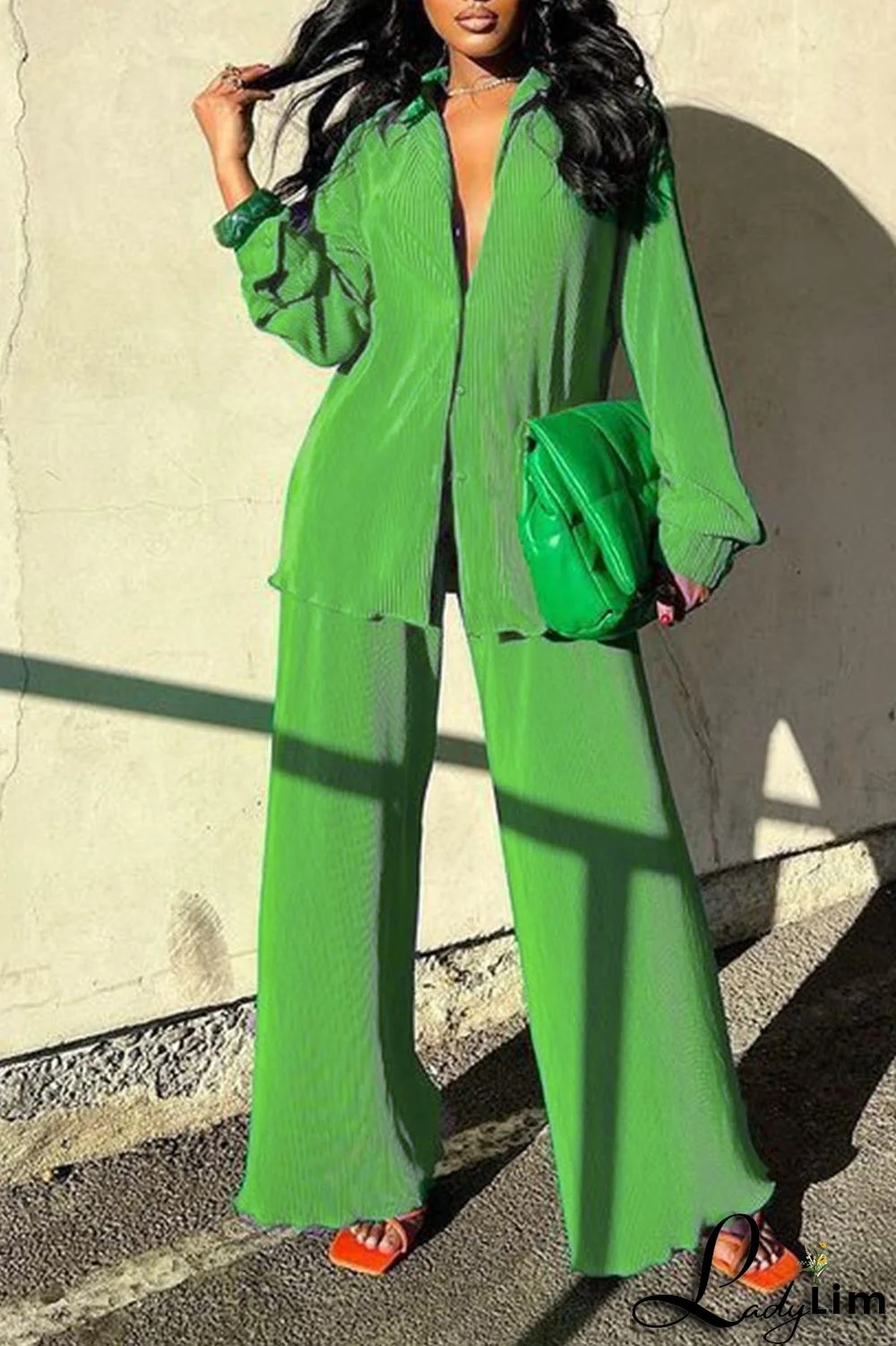 Purple Casual Solid Patchwork Buckle Turndown Collar Long Sleeve Two Pieces