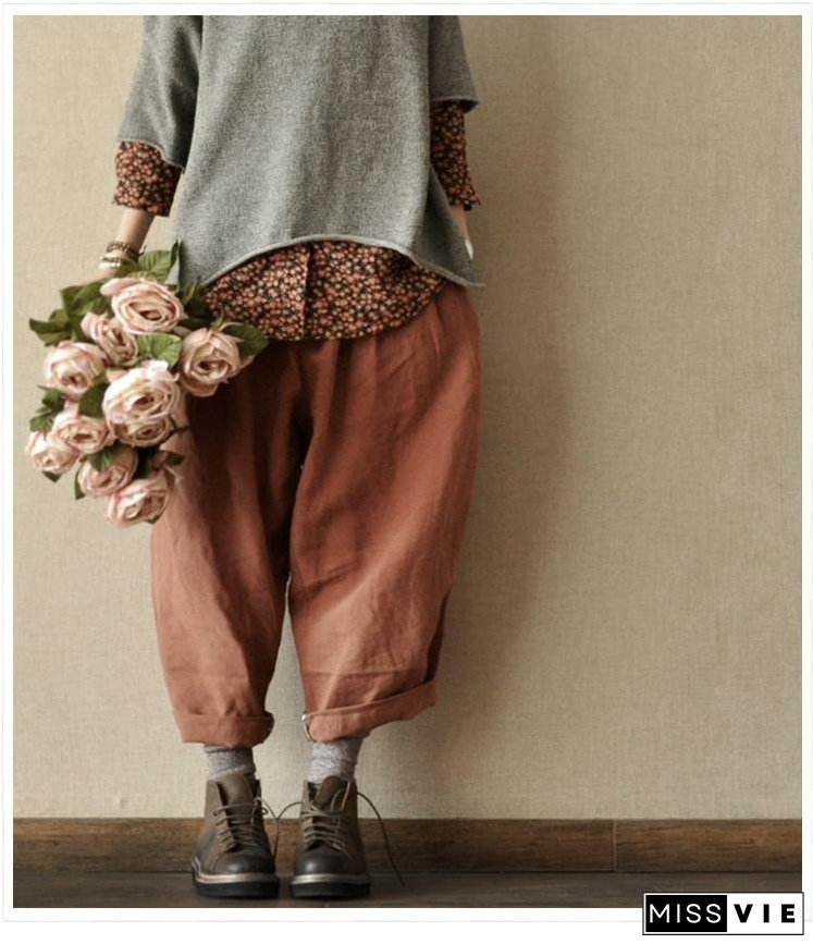Turnip Pants Causal Linen Long Pants