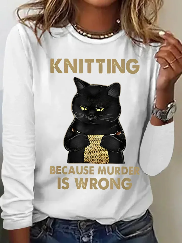 Women's Funny Cat Print Casual Top