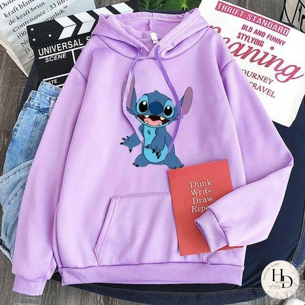 New Hoodie Sweatshirt Women Oversized cartoon Stitch Hoodie couple shirt versatile Sweatshirt Winter Long Sleeve Tops Hoodies