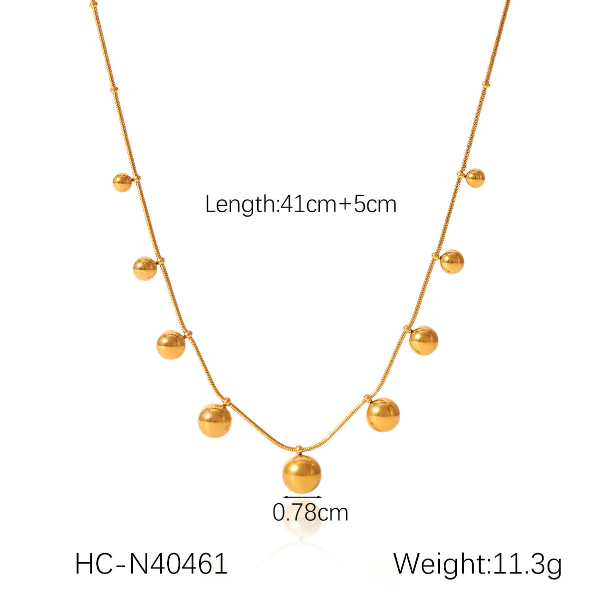 Color Matching Round Bead Necklace Tassel Y Chain 18K Gold Stainless Steel Clavicle Chain Titanium Steel Necklace