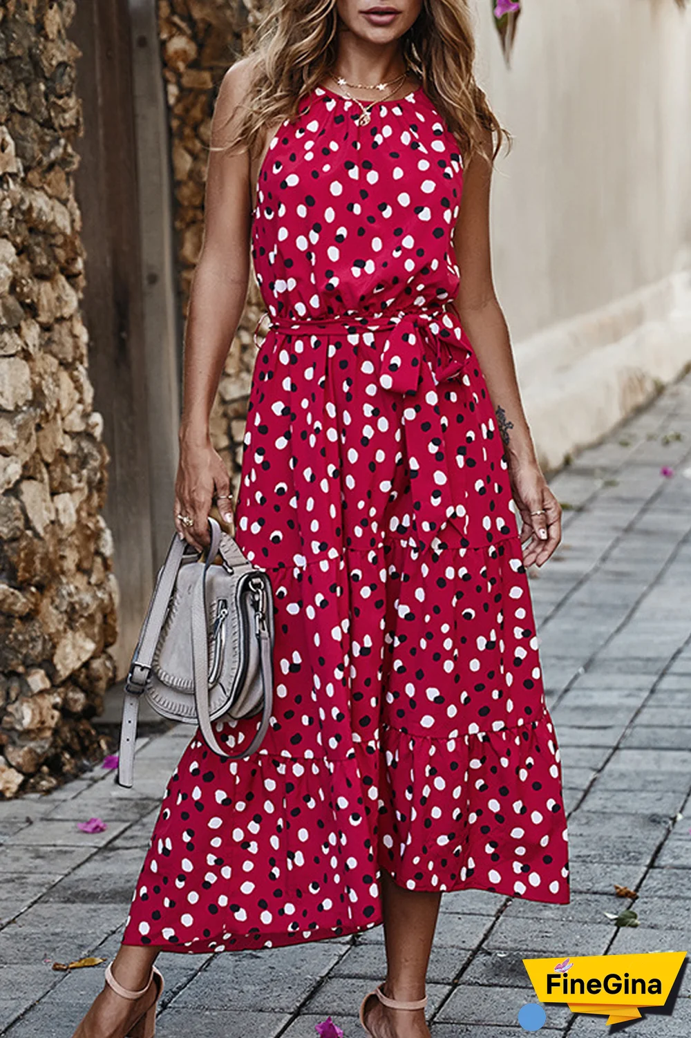 KarliDress Polka Dot Holiday Style Swing Dress P12715