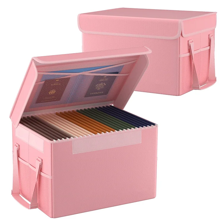File Box Fireproof Document Box with Lock, File Storage Organizer Box with Tab Inserts