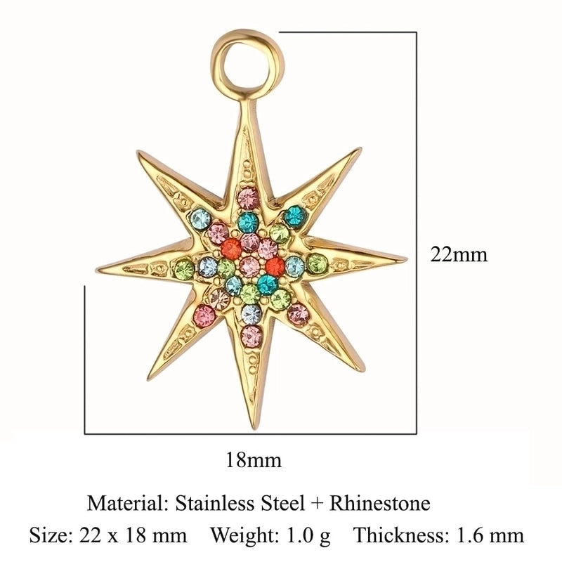 3 Pieces Streetwear Sun Titanium Steel Plating Inlay Rhinestones Zircon 18k Gold Plated Jewelry Accessories