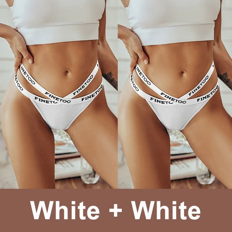 2PCS/Set Cotton Panties Women's Lingerie Sexy Underwear G-string Briefs Female Underpants Pantys Girls Tangas Thong Panties