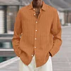 Men's Lapel Loose Button Cotton and Linen Striped Shirt