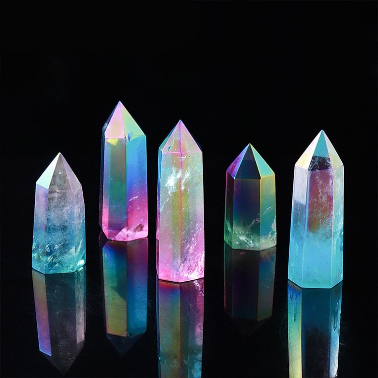 Pink Crystal with Aquamarine Natural Crystal Wands Tower