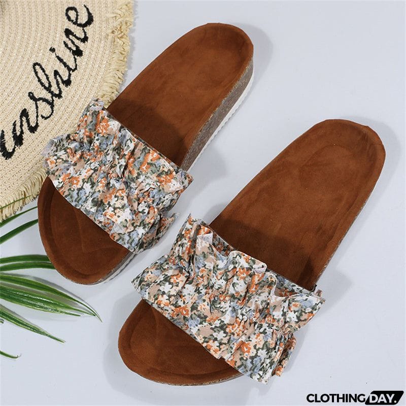 Fresh Print Lightweight Bowknot Women Slippers for Sandy Beach