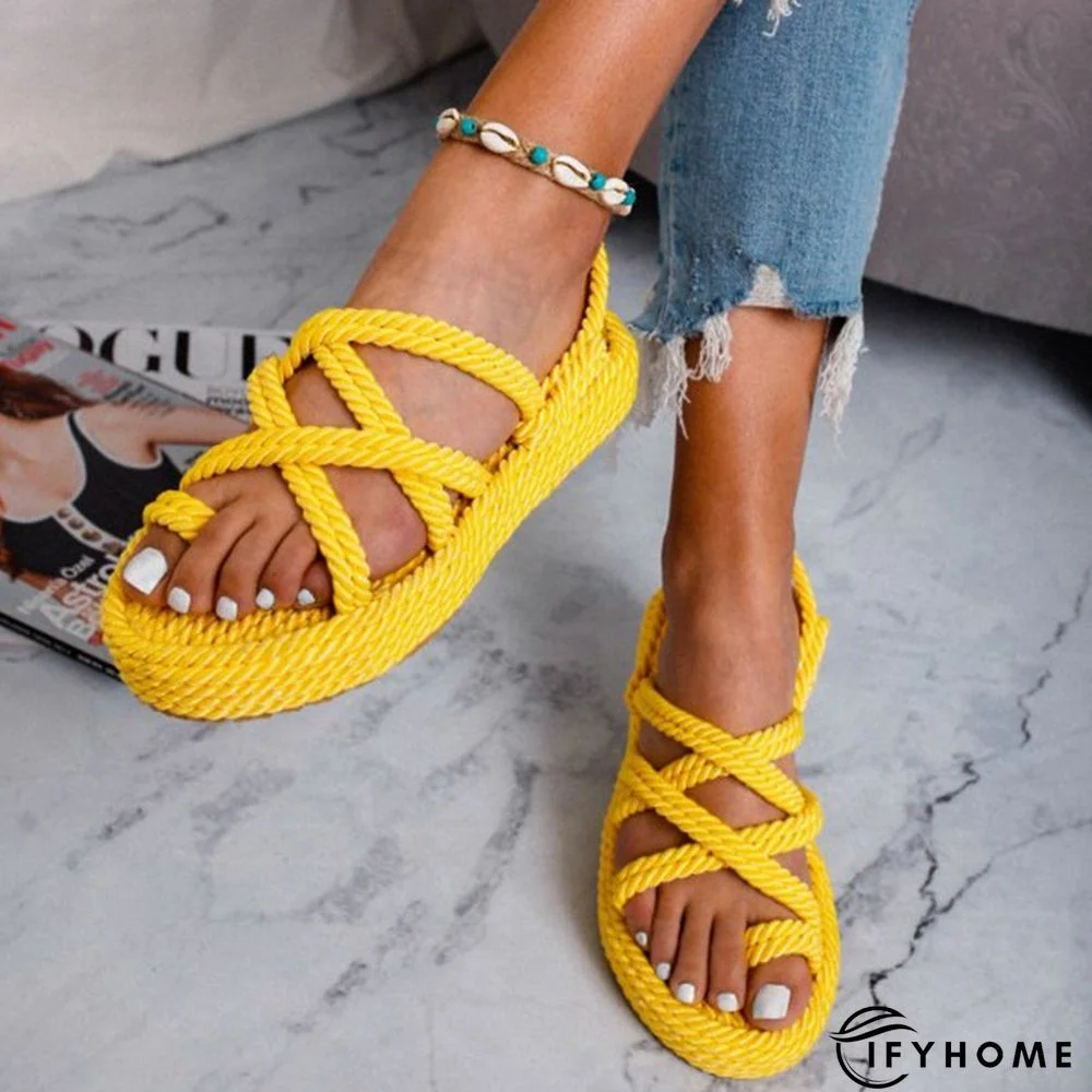 Women Criss Cross Lace-Up Casual Sandals | IFYHOME