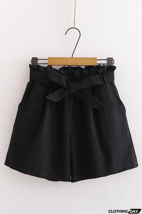 Bow Tie Elastic Waist Shorts