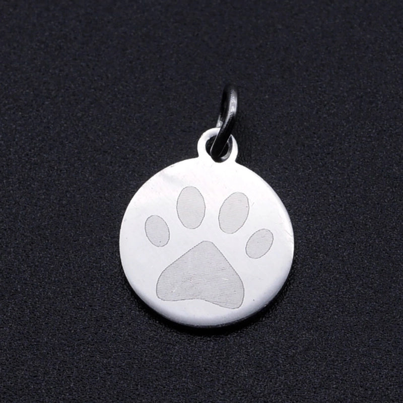 5 Pieces Stainless Steel 18K Gold Plated Round Paw Print