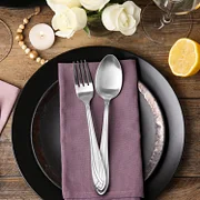Luckyjetdeal Lace Frosted Flatware Set, Service for 8, Metallic Tableware Disposable Kitchenware Table Decoration & Accessories