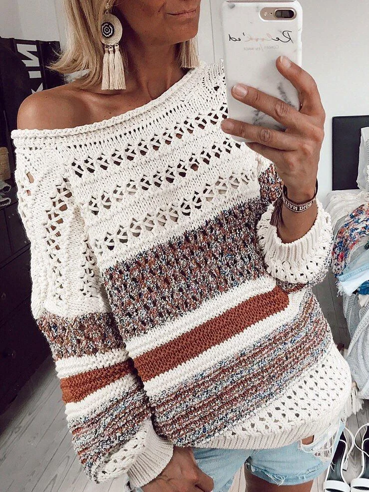 Mayoulove Casual Round Neck Cotton-Blend Sweaters-Mayoulove