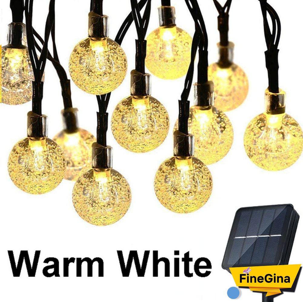 Solar String Lights Garden Outdoor String Lights Waterproof Crystal Ball Fairy Lights, Decoration Lighting for Home, Garden, Patio, Yard, Christmas