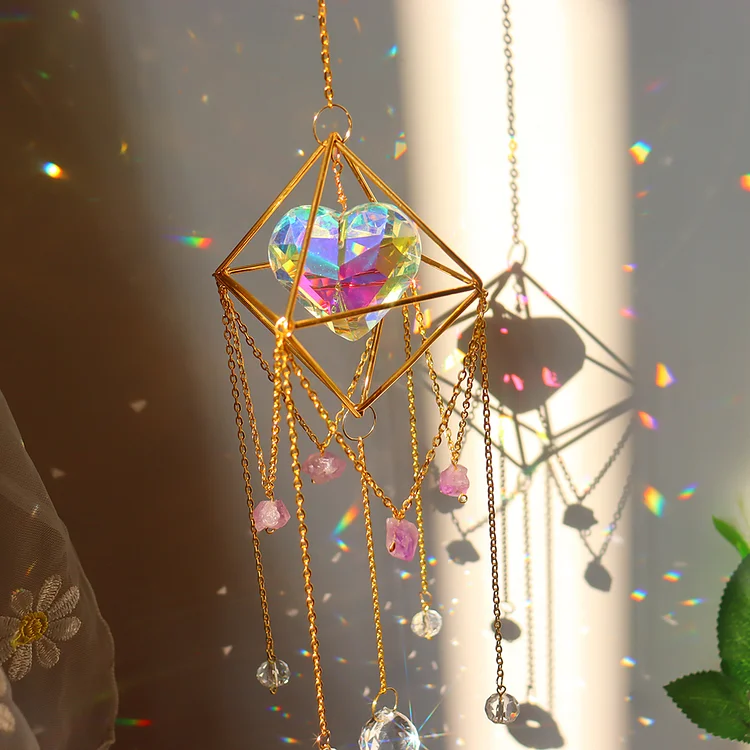 Love Heart Crystal Wind Chimes Ornaments Light Catcher Garden Decor (83)