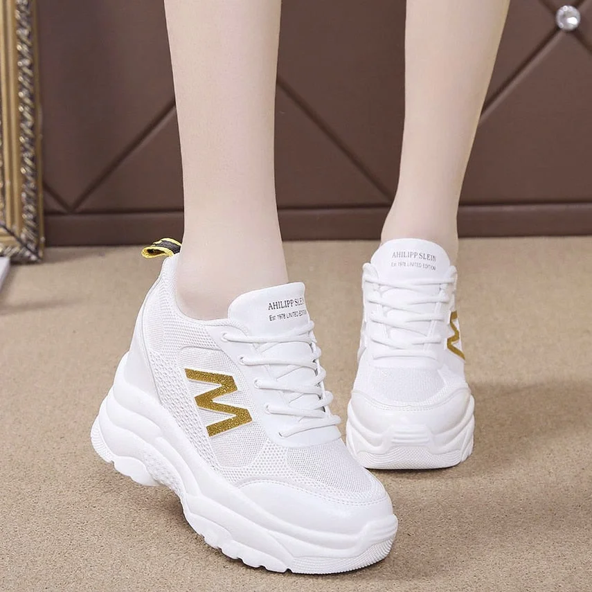 Thick Bottom Womens Breathable Chunky Sneakers Spring Height Increasing Vulcanize Shoes Woman Platform sneaker women Trainers