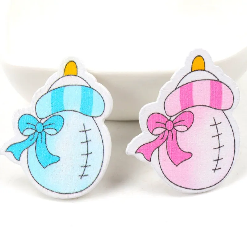 Blue/Pink Baby Series Pattern Scrapbooking Craft DIY Wood For Handmade Sewing Home Kids Birthdays Party Decorations 20pcs 35mm
